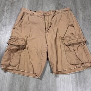 OP Ocean Pacific Mens Tan‎ Cargo Shorts Raw Hem Casual Outdoors Gorpcore 36